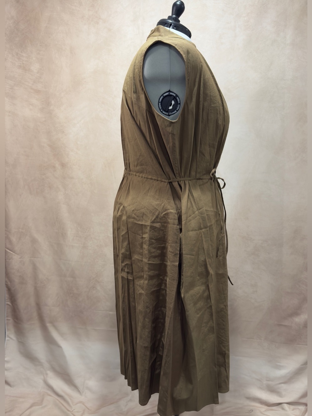 Vince Sleeveless Linen Blend Midi Dress Cottonwood 2X Minimalist Work - Picture 5 of 11
